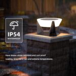Solar Post Lights, 11" Modern Post Light Dusk to Dawn Outdoor Column Cap Light W... - Image 4