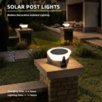 Solar Post Lights, 11" Modern Post Light Dusk to Dawn Outdoor Column Cap Light W... - Image 6