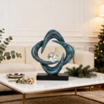 Abstract Art Sculpture, Resin Gold Decorative Statue, Modern White Ornaments for... - Image 3