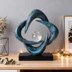 Abstract Art Sculpture, Resin Gold Decorative Statue, Modern White Ornaments for... - Image 4