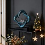 Abstract Art Sculpture, Resin Gold Decorative Statue, Modern White Ornaments for... - Image 5