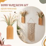 LemonRoad Boho Wooden Wall Vases Set of 2 with Artificial Eucalyptus and Pampas ... - Image 3