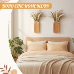 LemonRoad Boho Wooden Wall Vases Set of 2 with Artificial Eucalyptus and Pampas ... - Image 6