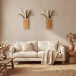 LemonRoad Boho Wooden Wall Vases Set of 2 with Artificial Eucalyptus and Pampas ... - Image 7