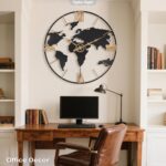Pytha Sight 30 Inch Large Modern Decorative Metal World Map Wall Clocks Giant Ex... - Image 8