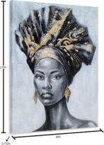 Yihui Arts Gilded Elegance Hand PaintedTextured African Queen Art Print A Fusion... - Image 3