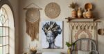 Yihui Arts Gilded Elegance Hand PaintedTextured African Queen Art Print A Fusion... - Image 5
