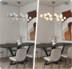 CROSSIO Mid Century Modern Gold Chandelier Rectangle Pendant Fixtures Linear Spu... - Image 4