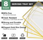 FOCUSLINE 8 PCS Plastic Serving Trays for Party, Clear and Gold Rim Serving Plat... - Image 4