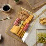 FOCUSLINE 8 PCS Plastic Serving Trays for Party, Clear and Gold Rim Serving Plat... - Image 7