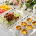 FOCUSLINE 8 PCS Plastic Serving Trays for Party, Clear and Gold Rim Serving Plat... - Image 8