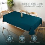 Teal Green Rectangle Tablecloth, 60x84 Inch, 100% Cotton, Fits 6-8 Seats, Durabl... - Image 4