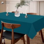 Teal Green Rectangle Tablecloth, 60x84 Inch, 100% Cotton, Fits 6-8 Seats, Durabl... - Image 6