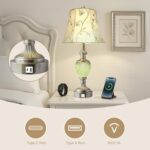 Bedside Table Lamp Set of 2 with Nightlight and USB A+C Ports, 27'' High Vintage... - Image 5