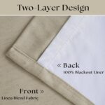 Greyish Beige Pinch Pleated Linen Blackout Curtains 96 Inch Length 2 Panels for ... - Image 5