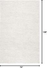Nuloom Penelope Off-White/Ivory, 6' x 9', Hand-Braided, Wool & Cotton, Textured ... - Image 3