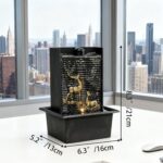 Water Wall Waterfall Fountain, Gold Deer Relief Wall Fountain for Home Office, I... - Image 3