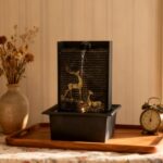 Water Wall Waterfall Fountain, Gold Deer Relief Wall Fountain for Home Office, I... - Image 4
