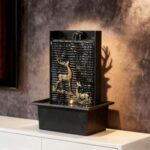 Water Wall Waterfall Fountain, Gold Deer Relief Wall Fountain for Home Office, I... - Image 6