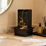 Water Wall Waterfall Fountain, Gold Deer Relief Wall Fountain for Home Office, I... - Image 8
