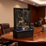 Water Wall Waterfall Fountain, Gold Deer Relief Wall Fountain for Home Office, I... - Image 9