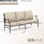 SUNSHINE VALLEY Metal Patio Furniture Sofa with 5.75" Super-Thick Waterproof Cus... - Image 4