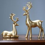BULINGNA 2Pcs Christmas Reindeer Figurines, Resin Elk Sculpture Miniature Figuri... - Image 4