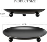 Black Candle Holders for Pillar Candles, Set of 2 Premium Metal Candle Plates Ca... - Image 3