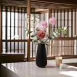 Luxury Tall 12 Inches Black Ceramic Vase, Modern Ribbed Fluted Design, Flower Va... - Image 6