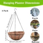 EIMQUVW 4 Pack Hanging Planter Basket with Coco Coin Liner 8 inch Hanging Flower... - Image 5