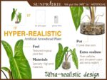 SUNPRAIRIE Realistic Faux Plant in Clear Pot with Artificial Water, Narrow Arrow... - Image 3