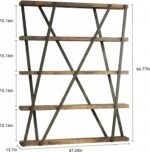 FUSUNBAO Unique 5-Tier Wooden and Metal Frame Bookshelf,Vintage Industrial Moder... - Image 3