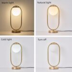 Mid Century Modern Table Lamp White Glass Shade Nightstand Lamp Small Gold Table... - Image 5