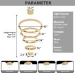 5 Ring Large Crystal Chandelier Modern LED Dimmable High Ceiling Chandelier Ring... - Image 4