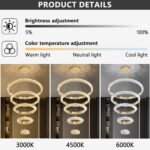 5 Ring Large Crystal Chandelier Modern LED Dimmable High Ceiling Chandelier Ring... - Image 5