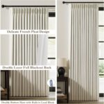 IVAPUPU Linen Pinch Pleated Blackout Curtains for Bedroom - 100% Black Out Natur... - Image 6