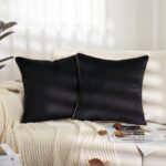 Aeckself Pack of 2 Pure Black Velvet Pillow Covers 24 x 24 Inch, Large Modern Lu... - Image 3
