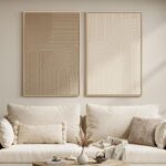 Large 3D Textured Framed Neutral Abstract Wall Art Set, 2 Piece Modern Minimalis... - Image 3