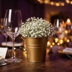 Hosley Set of 3 Gold Metal Bucket/Pots with PVC Liner, Ideal Gift for Floral Arr... - Image 7