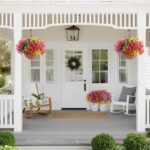 Hananona 2 Set Artificial Outdoor Flowers with Hanging Basket, 2 Hanging Planter... - Image 4