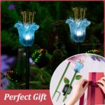 Garden Solar Stake Lights Outdoor, 2 Pack Solar Powered Metal Stake Lights with ... - Image 7