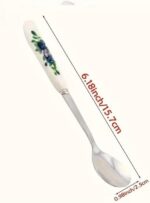 6pcs Stainless Steel Coffee Spoons with Floral Ceramic Handles - Elegant Mixing,... - Image 3