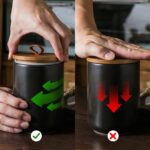 JOJUNO Black Ceramic Canister Set with Wooden Lid, 3-Piece Airtight Food Storage... - Image 4