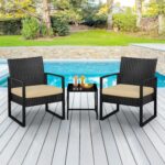 Yaheetech 3 Pieces Rattan Bistro Set, Indoor/Outdoor Wicker Patio Modern Convers... - Image 4