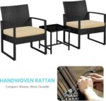 Yaheetech 3 Pieces Rattan Bistro Set, Indoor/Outdoor Wicker Patio Modern Convers... - Image 5