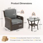 3-Piece Luxury Outdoor Swivel Wicker Furniture Set, Patio Swivel Chairs Set of 2... - Image 3