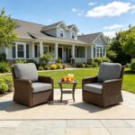 3-Piece Luxury Outdoor Swivel Wicker Furniture Set, Patio Swivel Chairs Set of 2... - Image 5