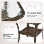 3-Piece Luxury Outdoor Swivel Wicker Furniture Set, Patio Swivel Chairs Set of 2... - Image 9