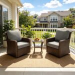 3-Piece Luxury Outdoor Swivel Wicker Furniture Set, Patio Swivel Chairs Set of 2... - Image 10