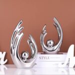 LCCCK 9.5" H Silver Aesthetic Room Decor Accent, TV Stand Funky Table Centerpiec... - Image 5